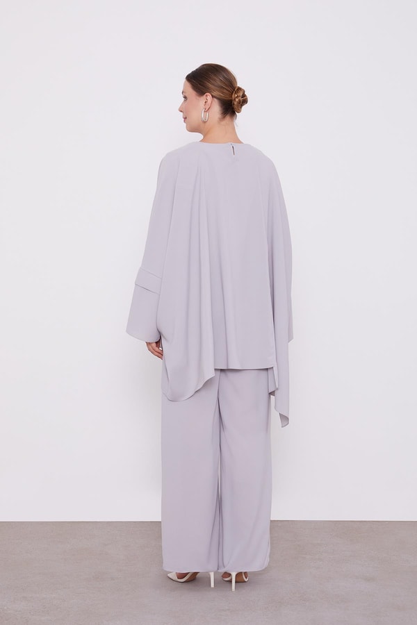 LevidorLevidor Gri Taş İşlemeli Tunik Takım