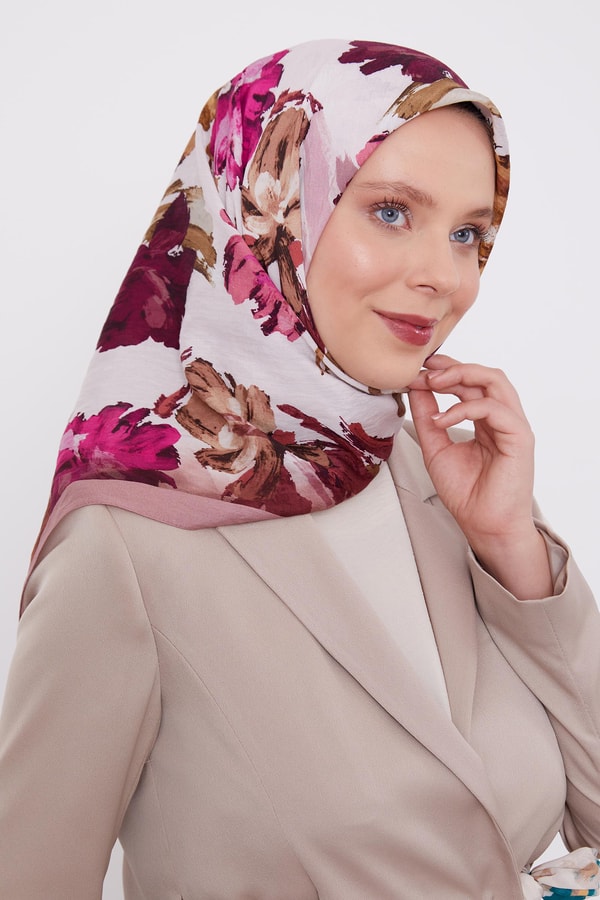 LevidorLevidor Gül Soyut Desen Modal İpek Eşarp
