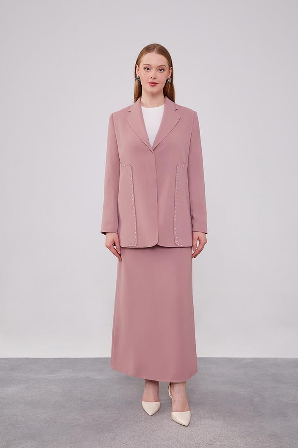 LevidorLevidor Gül Taş Detaylı Ceket Takım