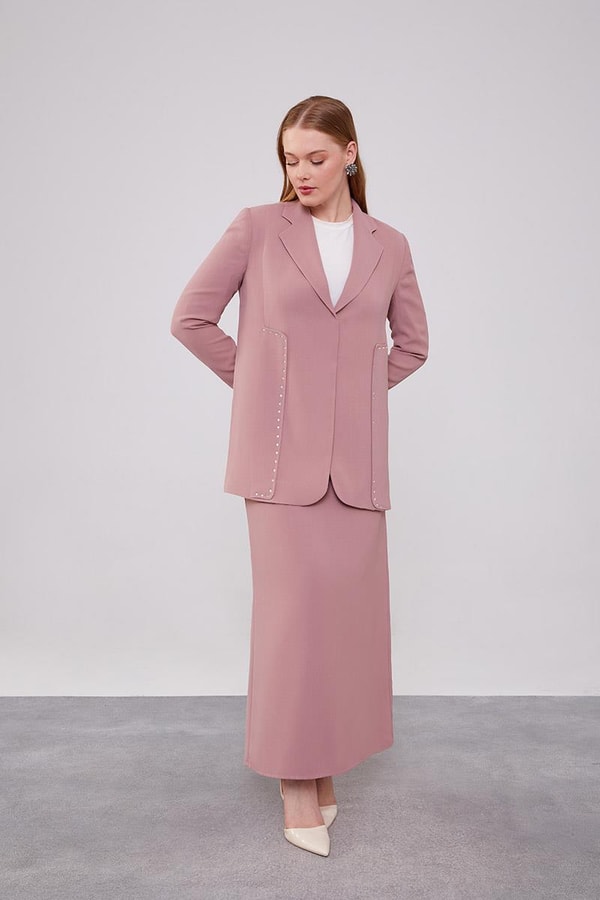 LevidorLevidor Gül Taş Detaylı Ceket Takım