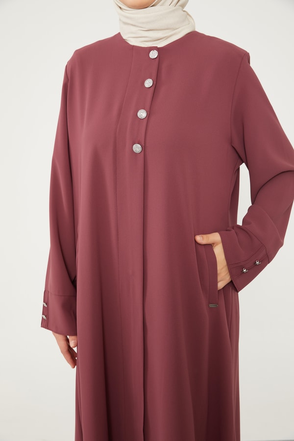 LevidorLevidor Gül Taş Düğmeli Bisiklet Yaka Ferace