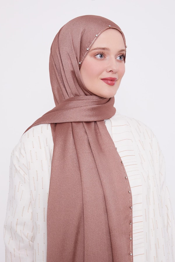 LevidorLevidor Gül Tek Taşlı Diamond Şal