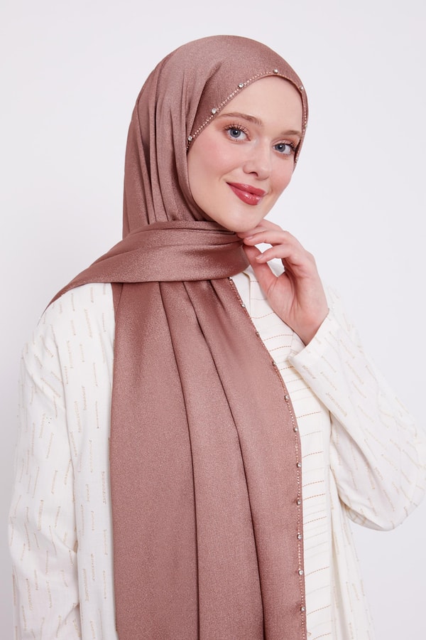 LevidorLevidor Gül Tek Taşlı Diamond Şal