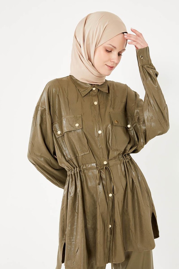 LevidorLevidor Haki Beli Büzgülü Pantolonlu Spor Takım