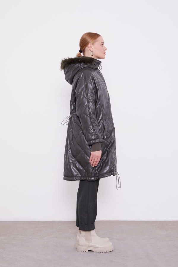 LevidorLevidor Haki Kapitone Kapüşonlu Mont