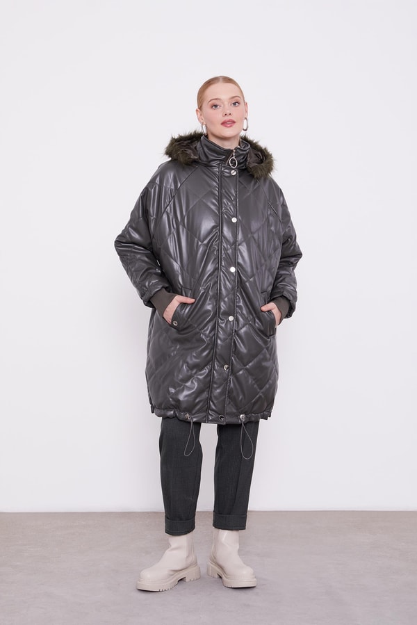 LevidorLevidor Haki Kapitone Kapüşonlu Mont