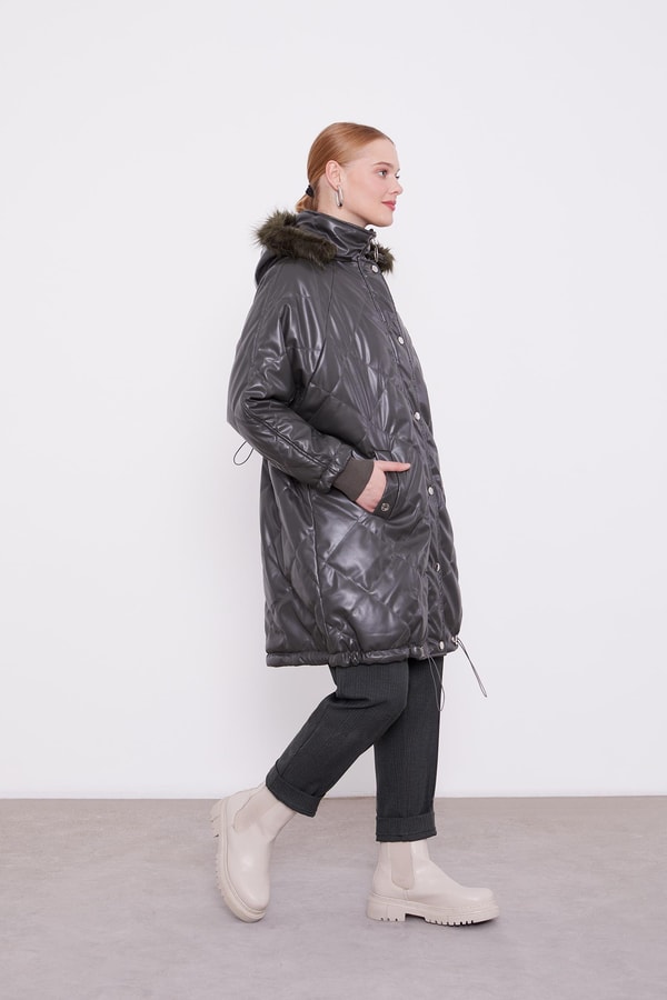 LevidorLevidor Haki Kapitone Kapüşonlu Mont