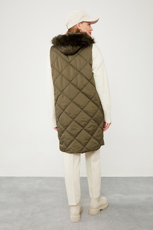 LevidorLevidor Haki KAPÜŞONLU ŞİŞME YELEK