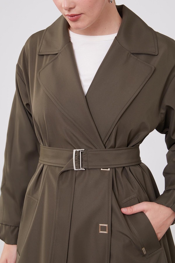 LevidorLevidor Haki Kolu Lastik Detay Trençkot