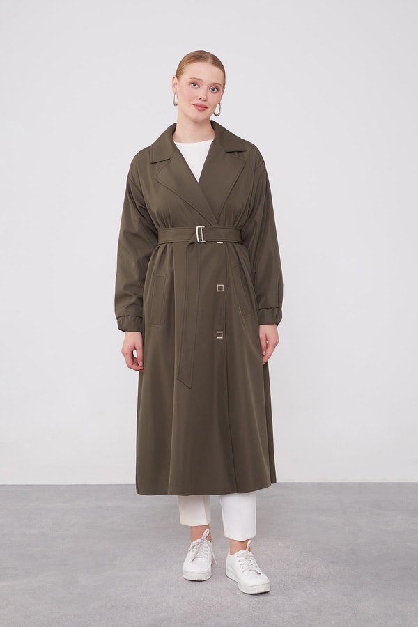 LevidorLevidor Haki Kolu Lastik Detay Trençkot