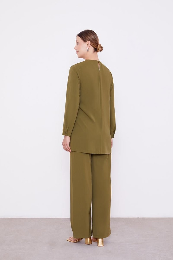 LevidorLevidor Haki Şifon Detaylı Tunik Takım