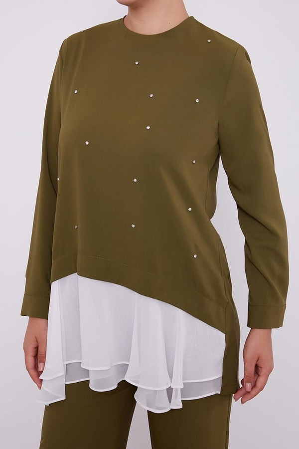 LevidorLevidor Haki Şifon Detaylı Tunik Takım
