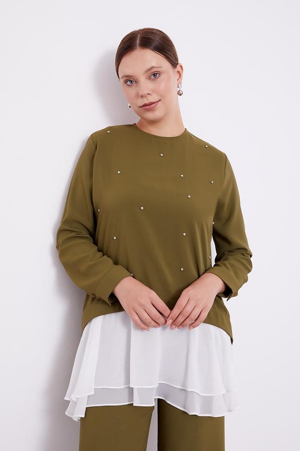 LevidorLevidor Haki Şifon Detaylı Tunik Takım