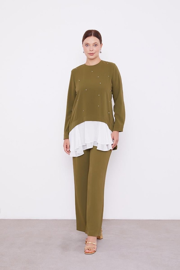LevidorLevidor Haki Şifon Detaylı Tunik Takım