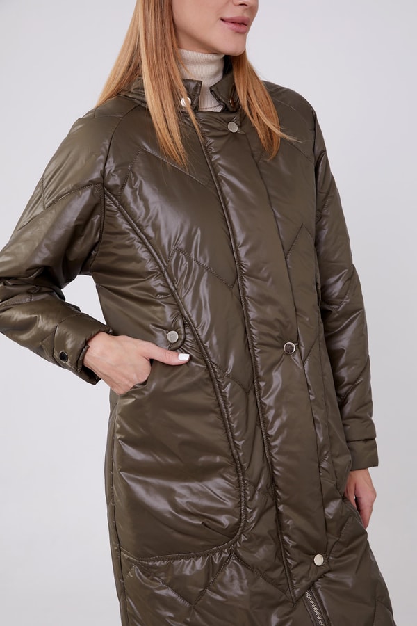 LevidorLevidor Haki Yüksek Cep Kapitone Şişme Mont