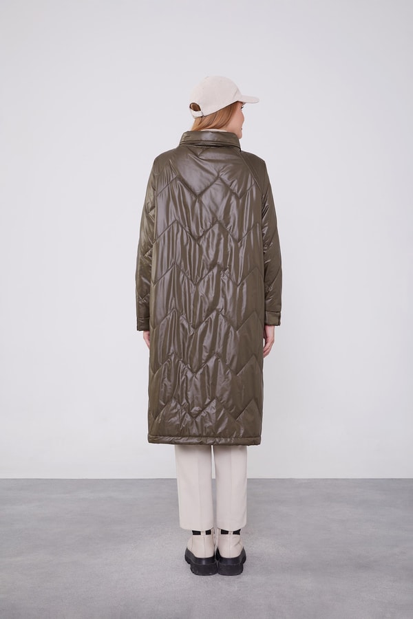 LevidorLevidor Haki Yüksek Cep Kapitone Şişme Mont