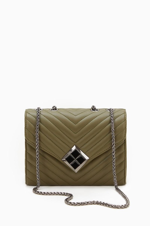 LevidorLevidor Haki Zincir Askılı Çıt Kapamalı Omuz Çantası