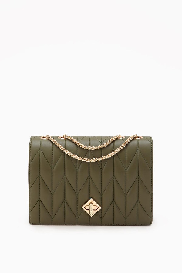 LevidorLevidor Haki Zincir Saplı Kabartma Desen Omuz Çantası