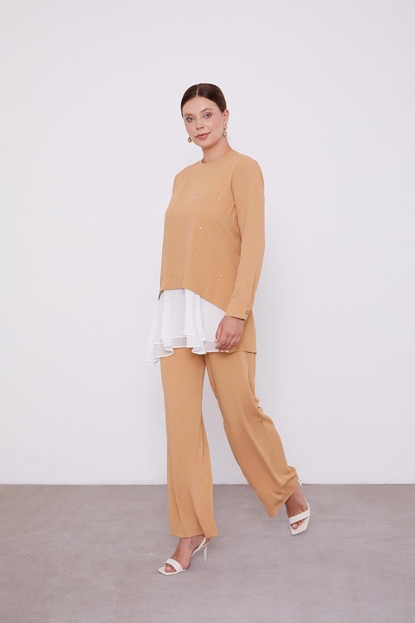 LevidorLevidor Hardal Şifon Detaylı Tunik Takım
