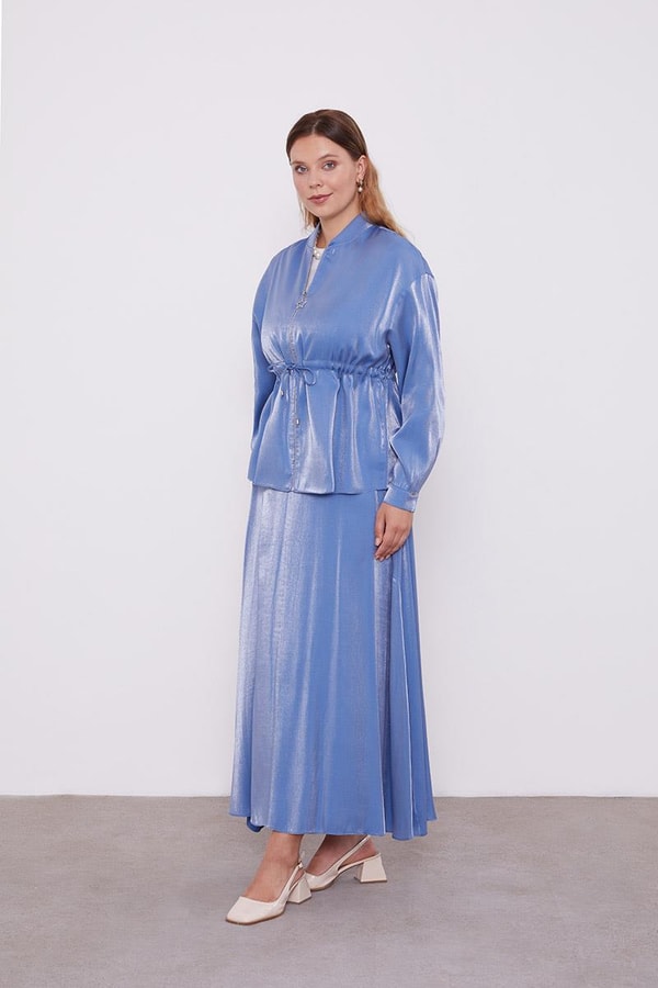 LevidorLevidor İndigo Beli Büzülebilen Saten Etekli Takım