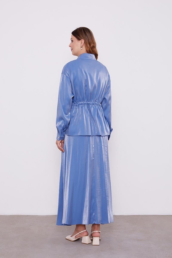 LevidorLevidor İndigo Beli Büzülebilen Saten Etekli Takım