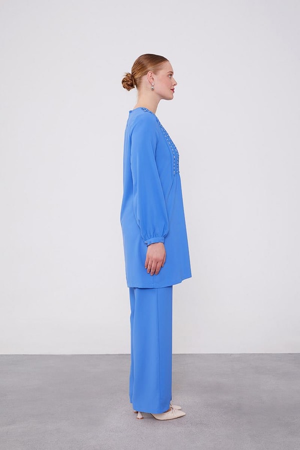 LevidorLevidor İndigo Boncuk İşlemeli Tunik Takım