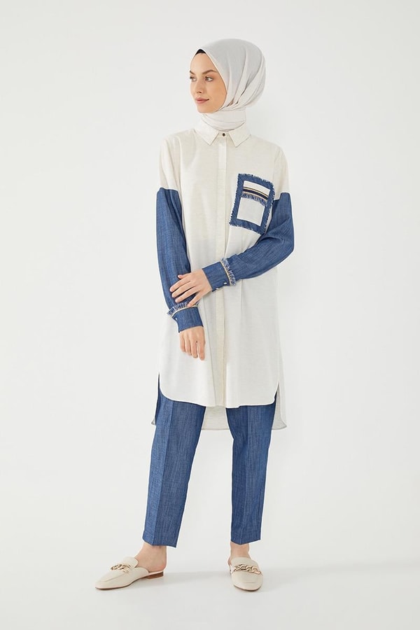 LevidorLevidor İndigo Ceb Püskül Şeritli Gömlek