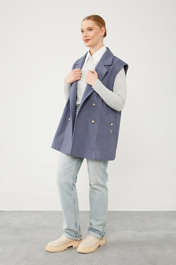 LevidorLevidor İndigo Düğme Kapamalı Yelek