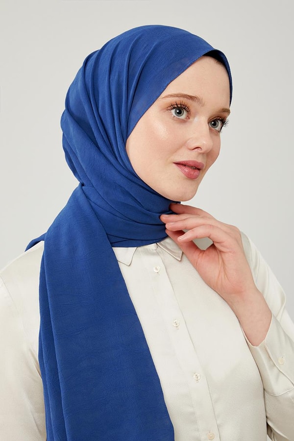 LevidorLevidor İndigo Düz Renk Frozen Krep Şal