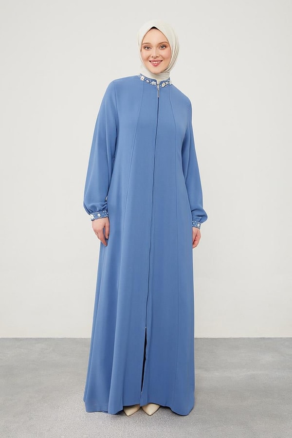 LevidorLevidor İndigo İşleme Detaylı Hakim Yaka Ferace