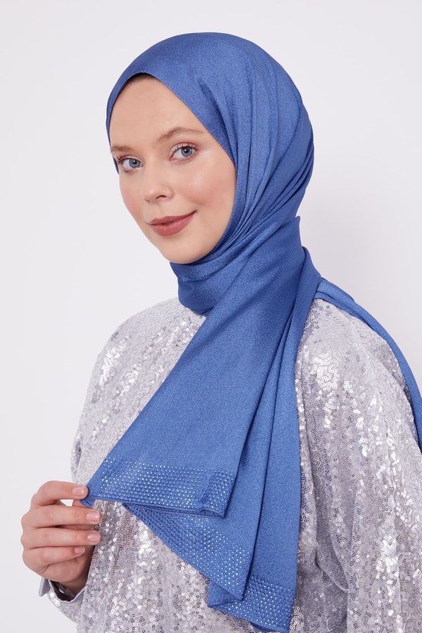 LevidorLevidor İndigo Kalın Şerit Diamond Şal
