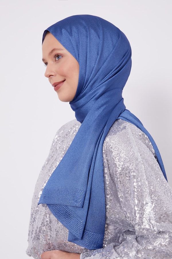 LevidorLevidor İndigo Kalın Şerit Diamond Şal