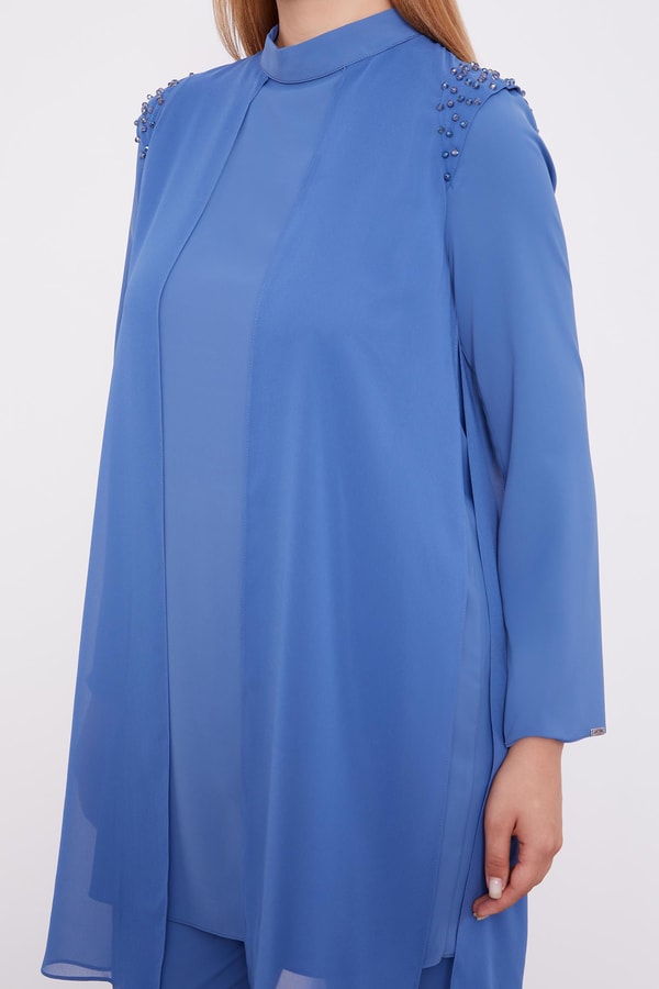 LevidorLevidor İndigo Şifon Omuzları İşlemeli İkili Takım