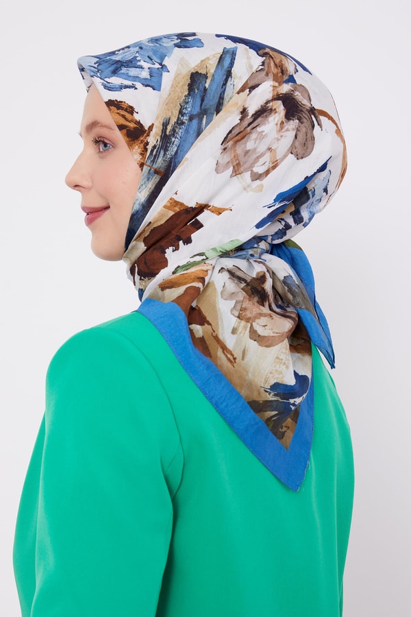 LevidorLevidor İndigo Soyut Desen Modal İpek Eşarp