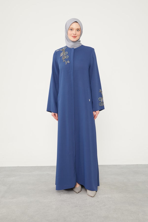 LevidorLevidor İndigo Taş İşlemeli Bisiklet Yaka Ferace