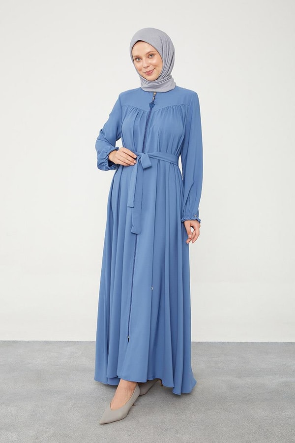 LevidorLevidor İndigo Yakası Büzgülü Ferace