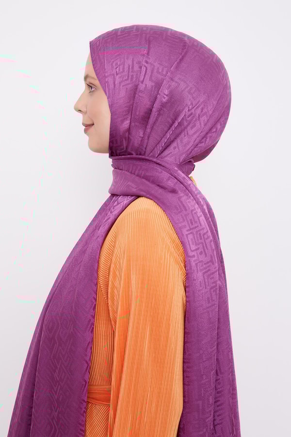 LevidorLevidor K.Fuşya Labirent Desen Jakarlı Janjan Şal