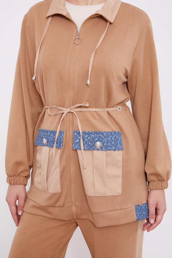 LevidorLevidor K.Bej Cebi İşleme Detaylı Ceket Takım