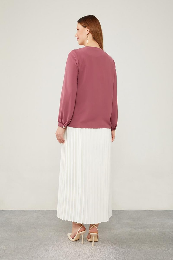 LevidorLevidor K.Pembe Bisiklet Yaka Taş  Düğmeli Gömlek