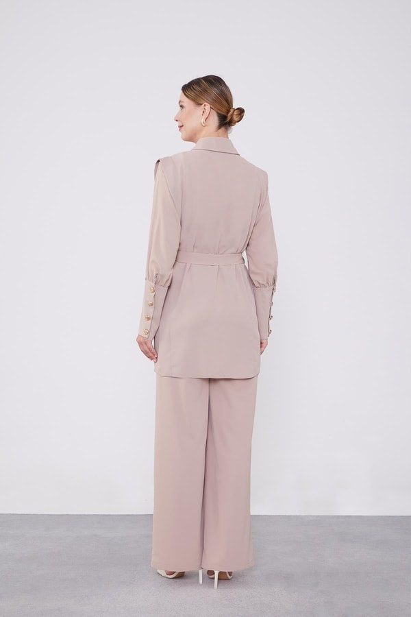 LevidorLevidor K.Bej Kemer Detaylı Şifon İkili Takım