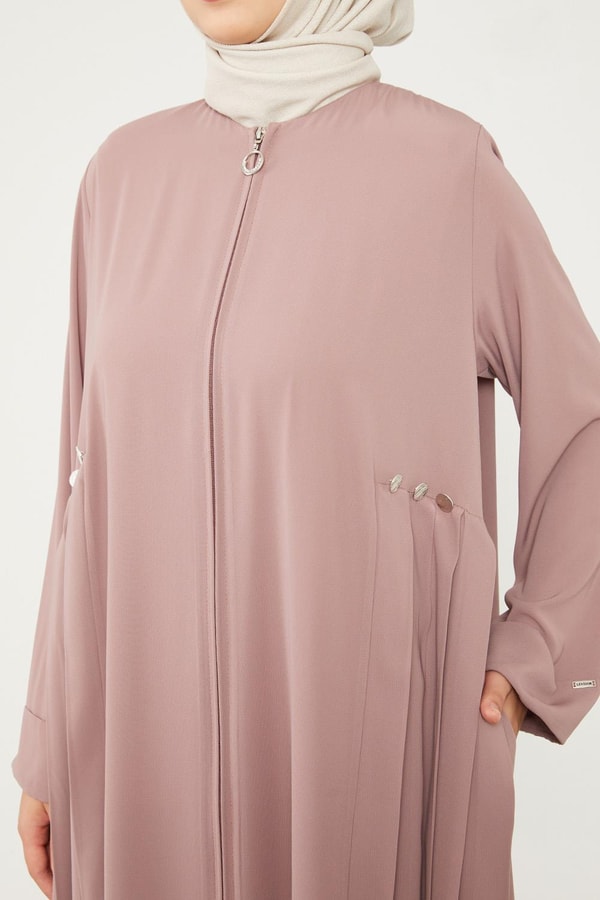 LevidorLevidor K.Pudra Yanları Pileli Düğme Detaylı Ferace