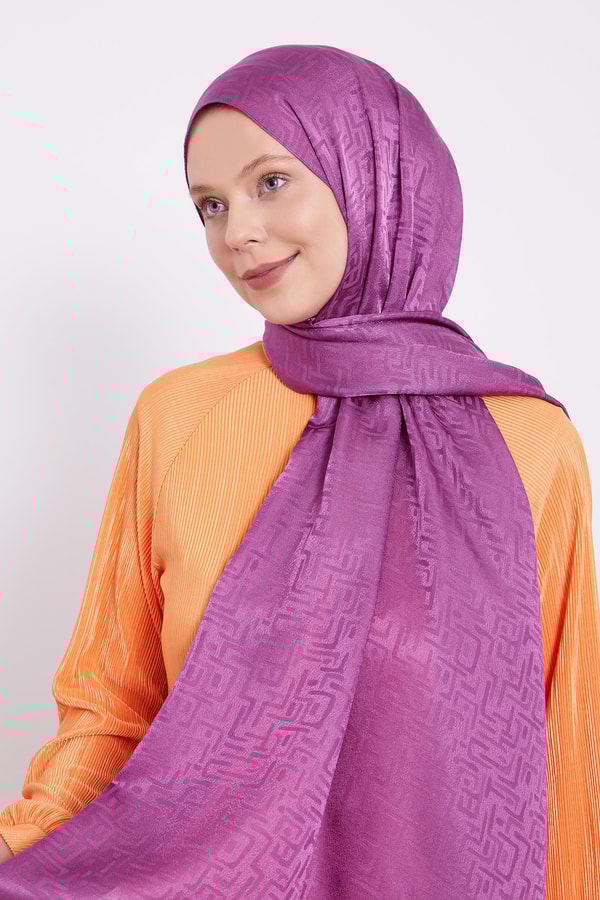 LevidorLevidor K.Fuşya Labirent Desen Jakarlı Janjan Şal