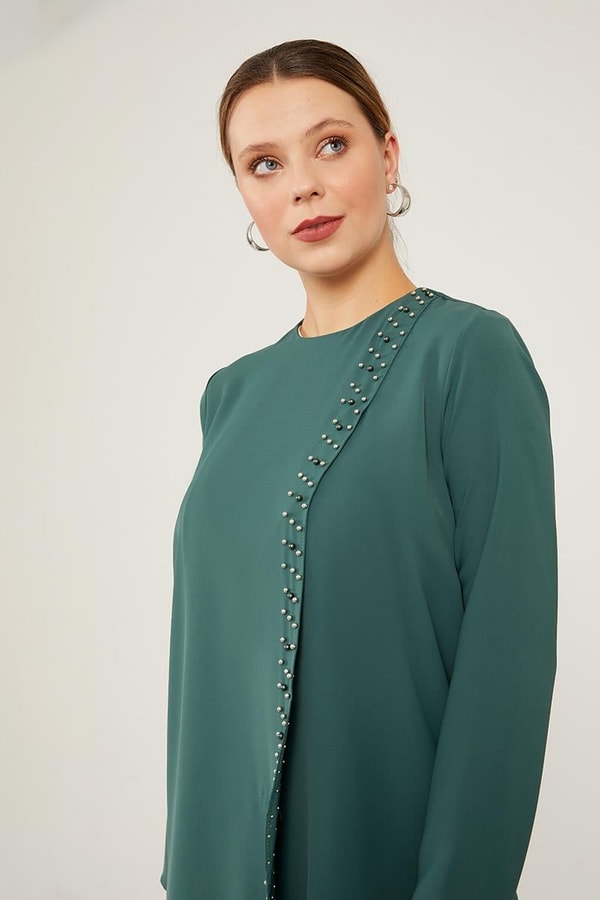 LevidorLevidor K.Yeşil İnci İşlemeli Şifon İkili Takım