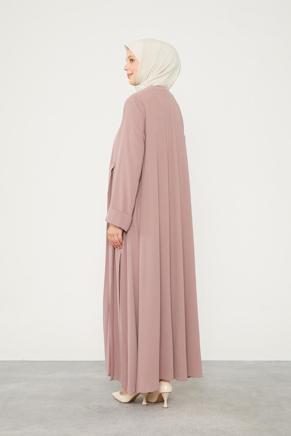 LevidorLevidor K.Pudra Yanları Pileli Düğme Detaylı Ferace