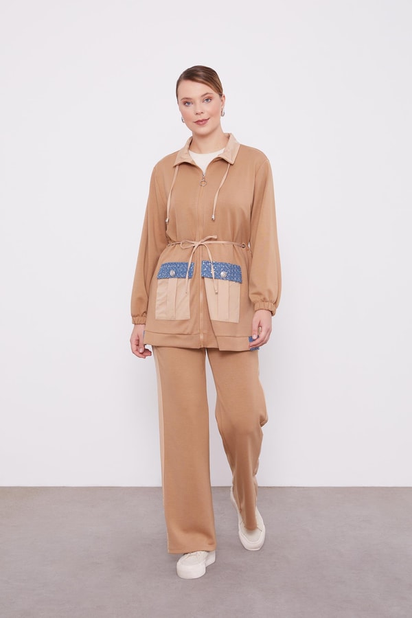 LevidorLevidor K.Bej Cebi İşleme Detaylı Ceket Takım