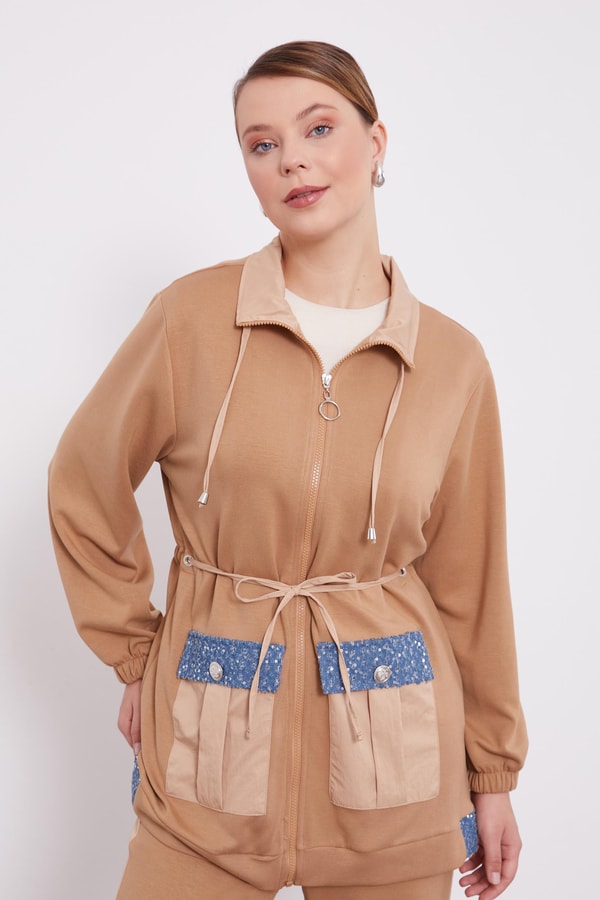 LevidorLevidor K.Bej Cebi İşleme Detaylı Ceket Takım