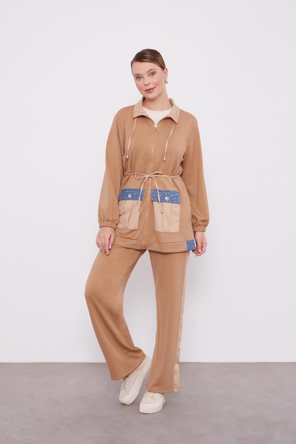 LevidorLevidor K.Bej Cebi İşleme Detaylı Ceket Takım