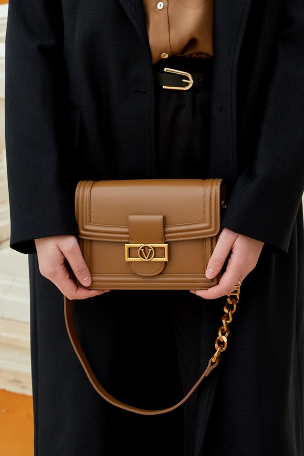 LevidorLevidor Kahve Deri Zincir Askılı Omuz Çantası