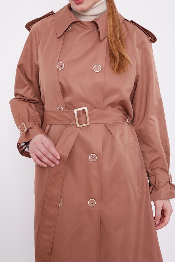 LevidorLevidor Kahve Ekose Astarlı Trençkot