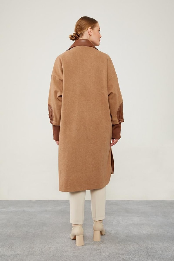 LevidorLevidor Kahve Fermuar Detaylı Suni Deri Kaban